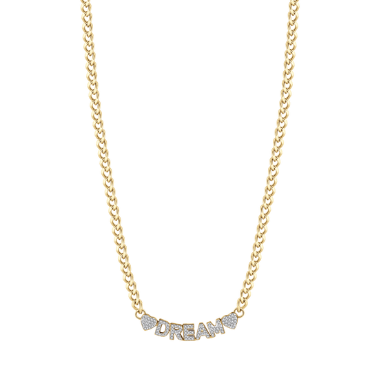 COLLIER DE RÊVE EN ACIER PLAQUÉ OR AVEC CRISTAUX BLANCS