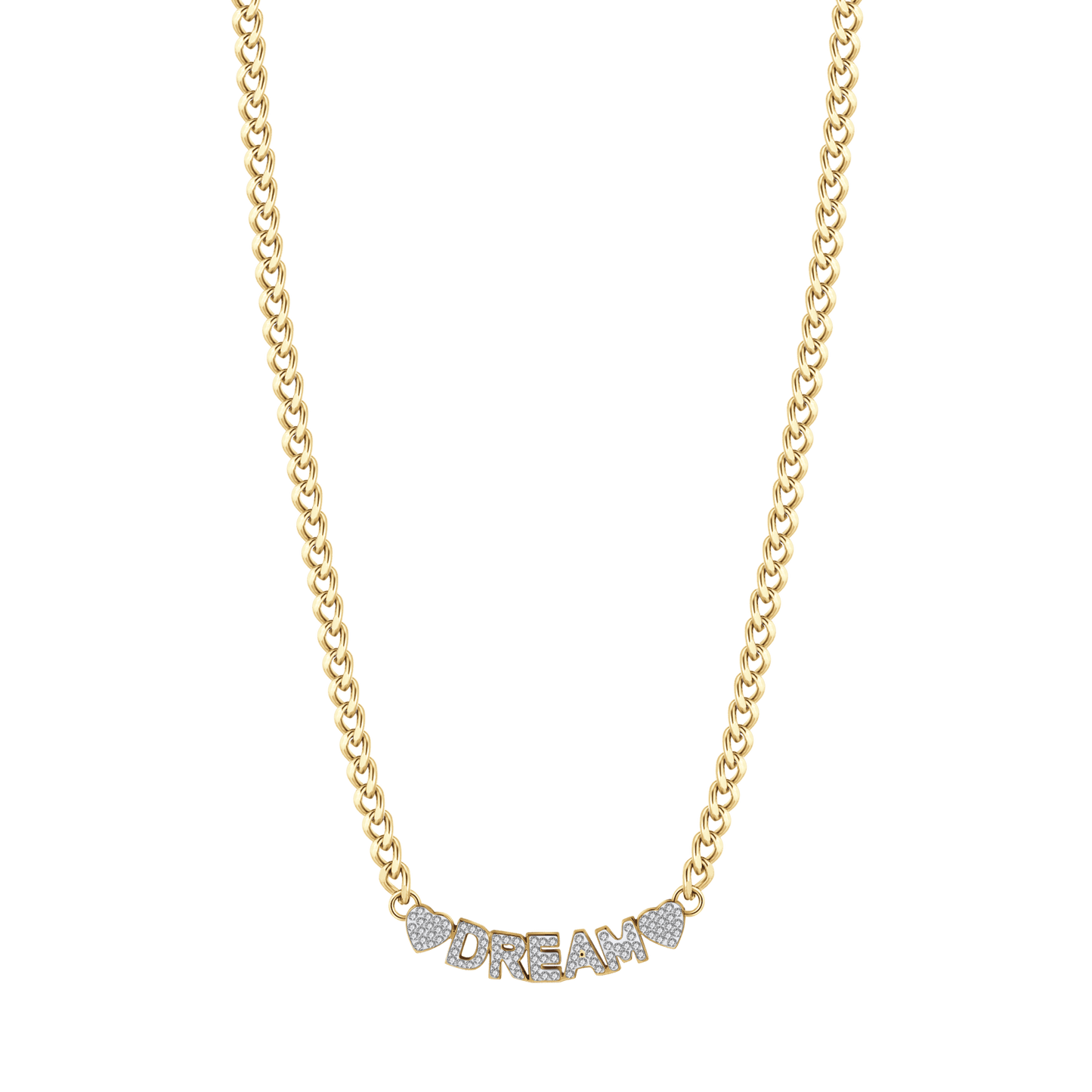 COLLIER DE RÊVE EN ACIER PLAQUÉ OR AVEC CRISTAUX BLANCS