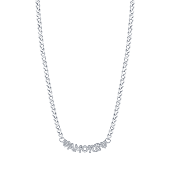 COLLIER D'AMOUR EN ACIER POUR FEMMES AVEC CRISTAUX BLANCS