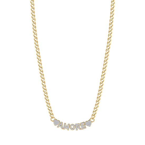 COLLIER D'AMOUR EN ACIER PLAQUÉ OR AVEC CRISTAUX BLANCS