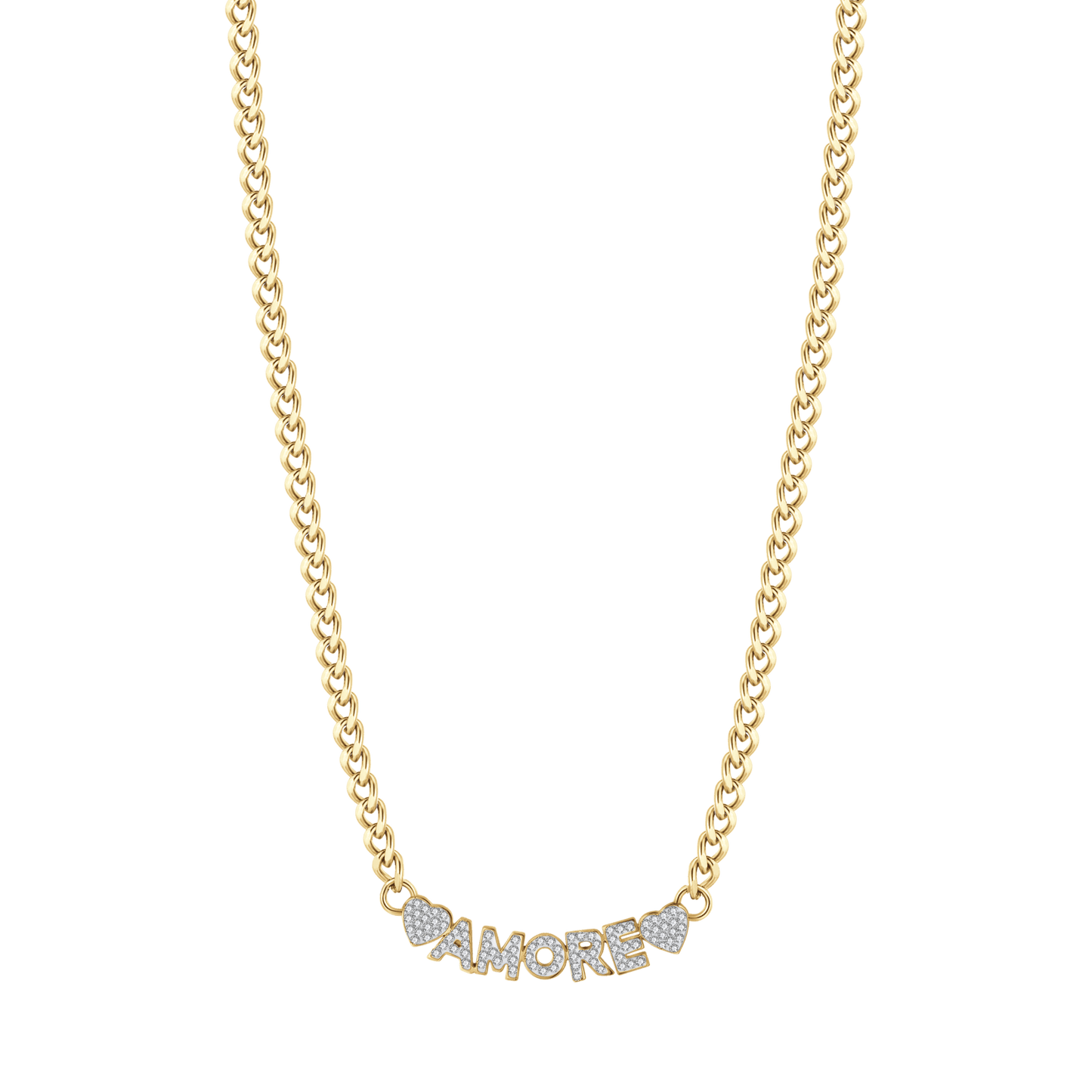 COLLIER D'AMOUR EN ACIER PLAQUÉ OR AVEC CRISTAUX BLANCS