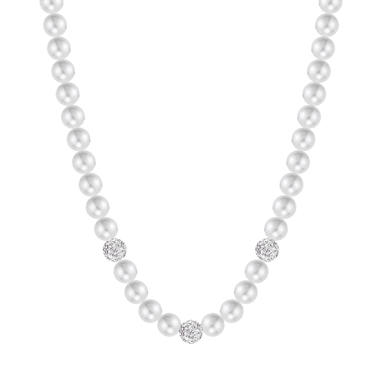 COLLIER DE PERLES POUR FEMMES AVEC CRISTAUX BLANCS