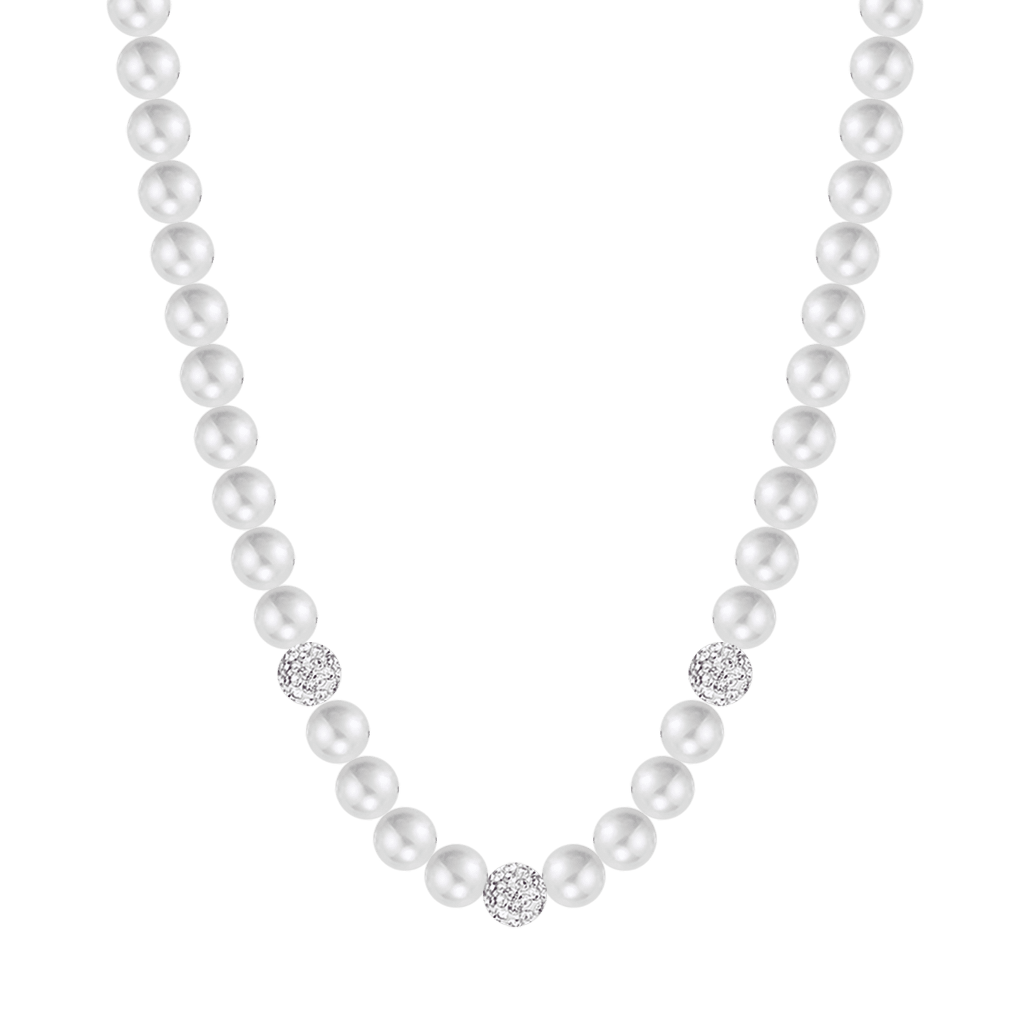 COLLIER DE PERLES POUR FEMMES AVEC CRISTAUX BLANCS