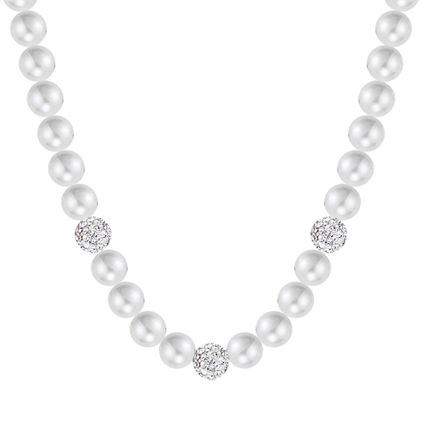 COLLIER DE PERLES POUR FEMMES AVEC CRISTAUX BLANCS