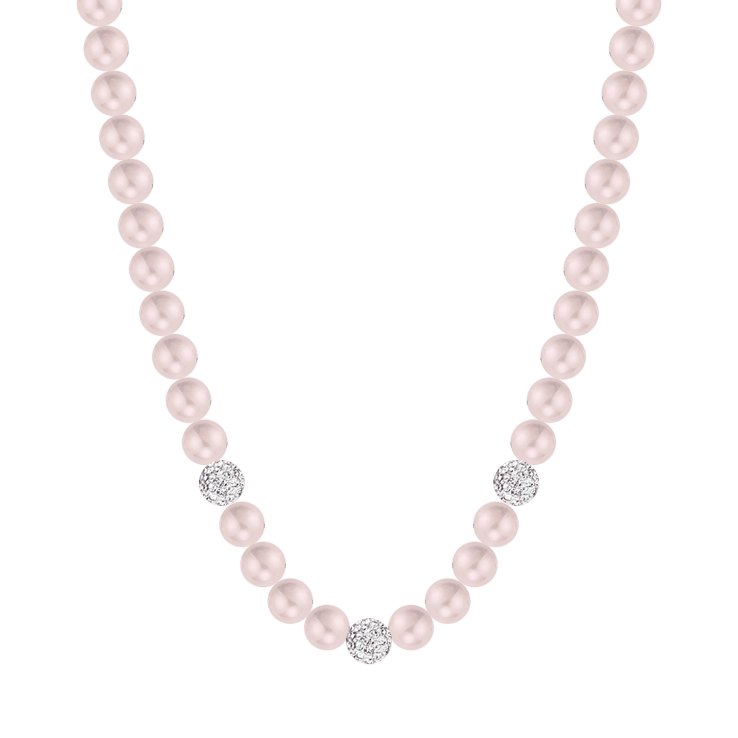 COLLIER DE PERLES POUR FEMMES AVEC CRISTAUX BLANCS