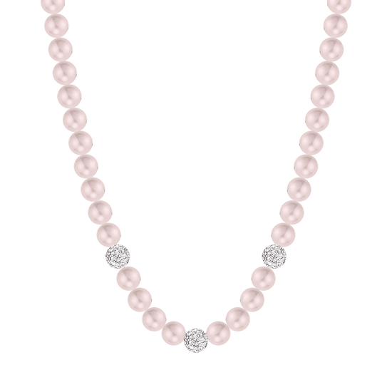 COLLIER DE PERLES POUR FEMMES AVEC CRISTAUX BLANCS