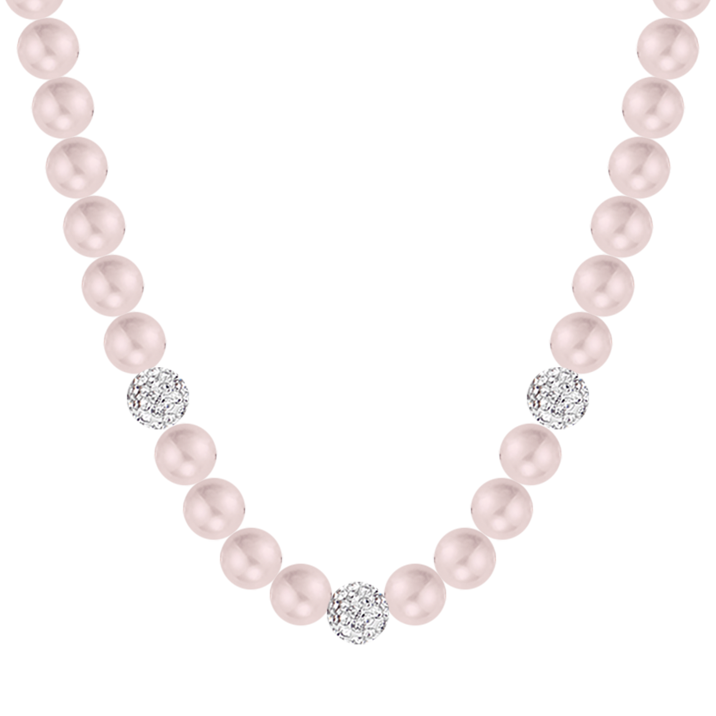 COLLIER DE PERLES POUR FEMMES AVEC CRISTAUX BLANCS