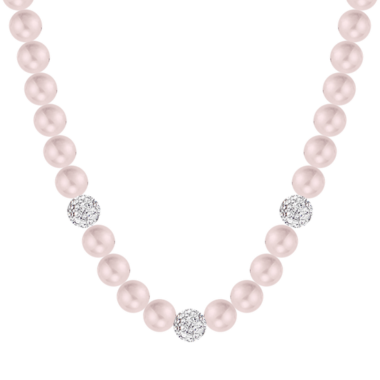 COLLIER DE PERLES POUR FEMMES AVEC CRISTAUX BLANCS