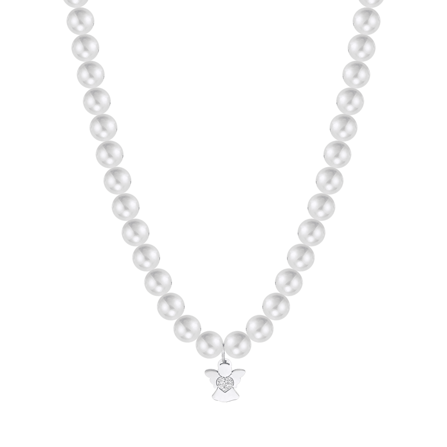 COLLIER DE PERLES BLANCHES POUR FEMME AVEC ANGE