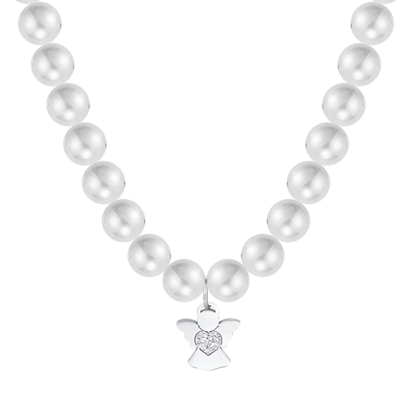 COLLIER DE PERLES BLANCHES POUR FEMME AVEC ANGE