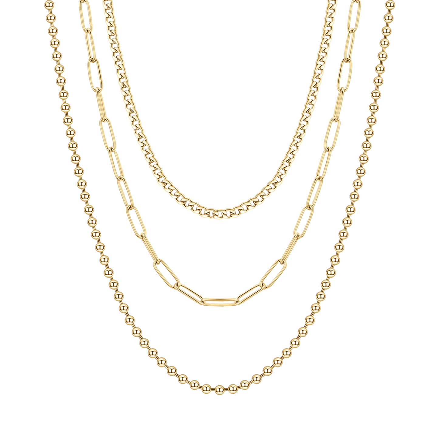 COLLIER MULTIBRINS ACIER IP GOLD