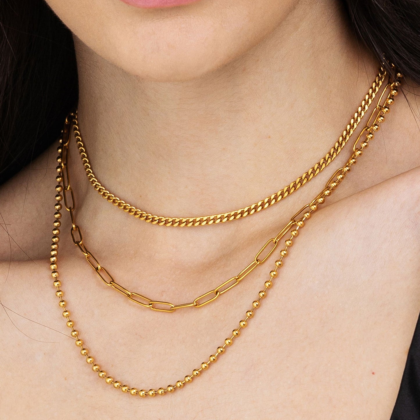 COLLIER MULTIBRINS ACIER IP GOLD