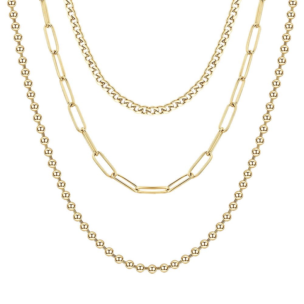 COLLIER MULTIBRINS ACIER IP GOLD