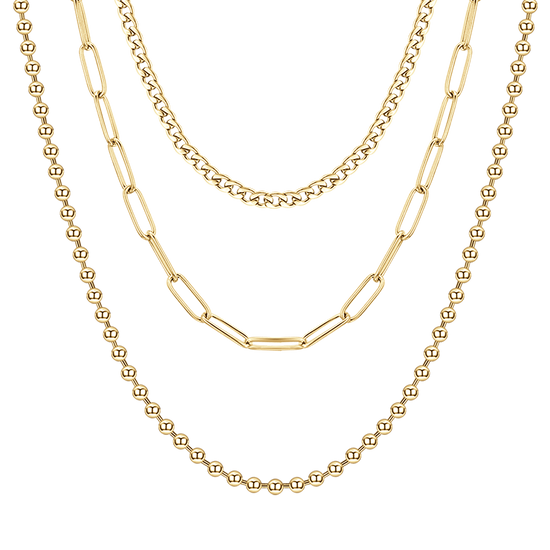 COLLIER MULTIBRINS ACIER IP GOLD