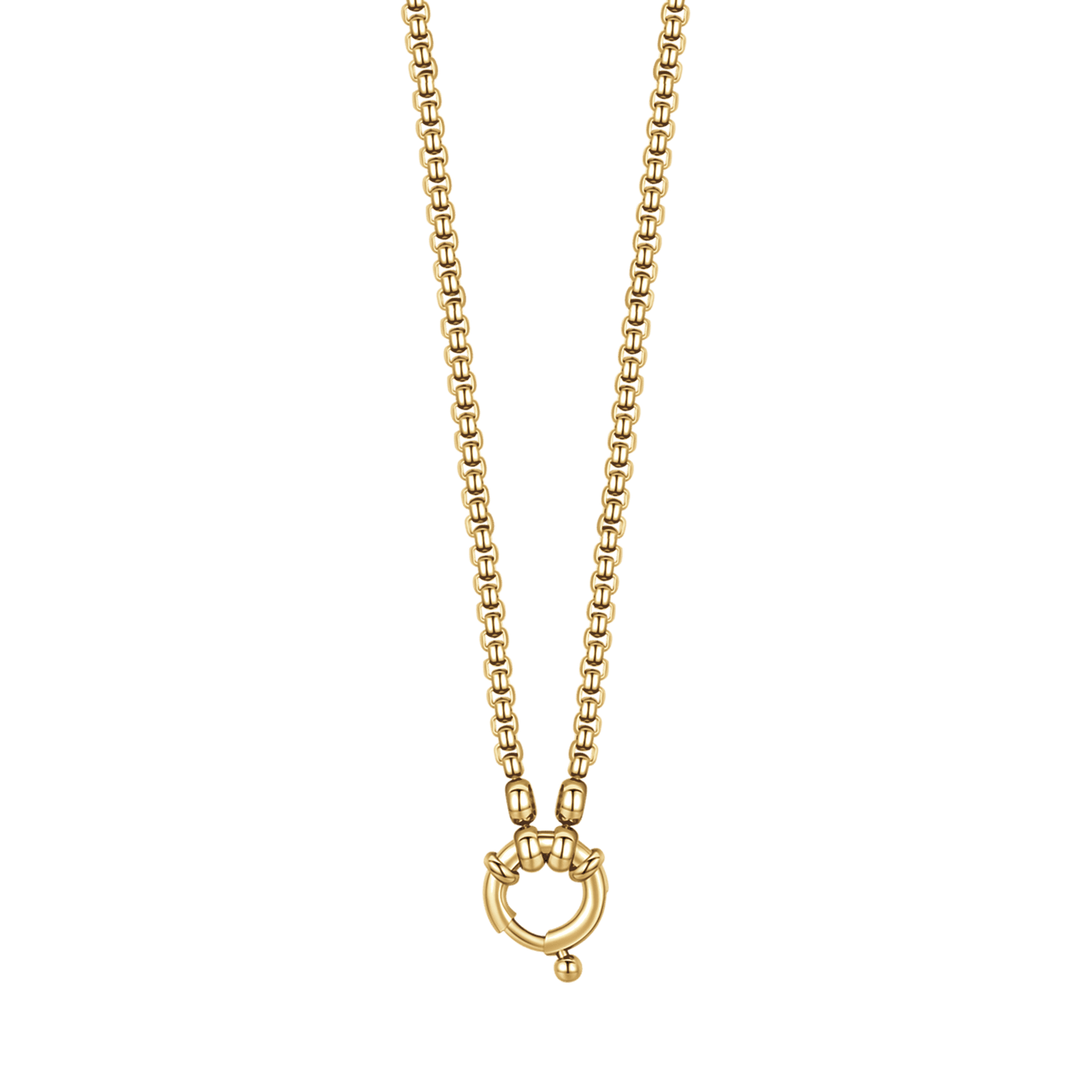 COLLIER EN ACIER DORÉ POUR FEMMES AVEC FERMOIR IP GOLD