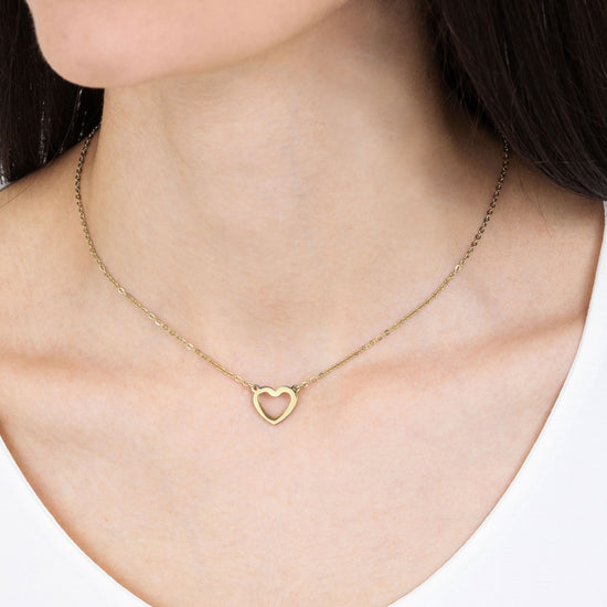 IP COLLIER EN ACIER DORÉ POUR FEMMES AVEC CŒUR EN OR