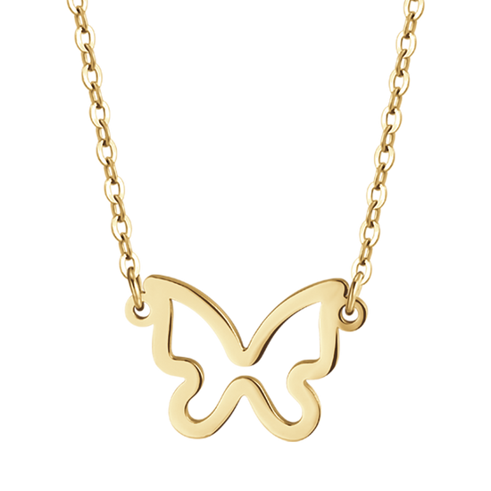 COLLIER POUR FEMME EN ACIER INOXYDABLE AVEC PAPILLON EN OR