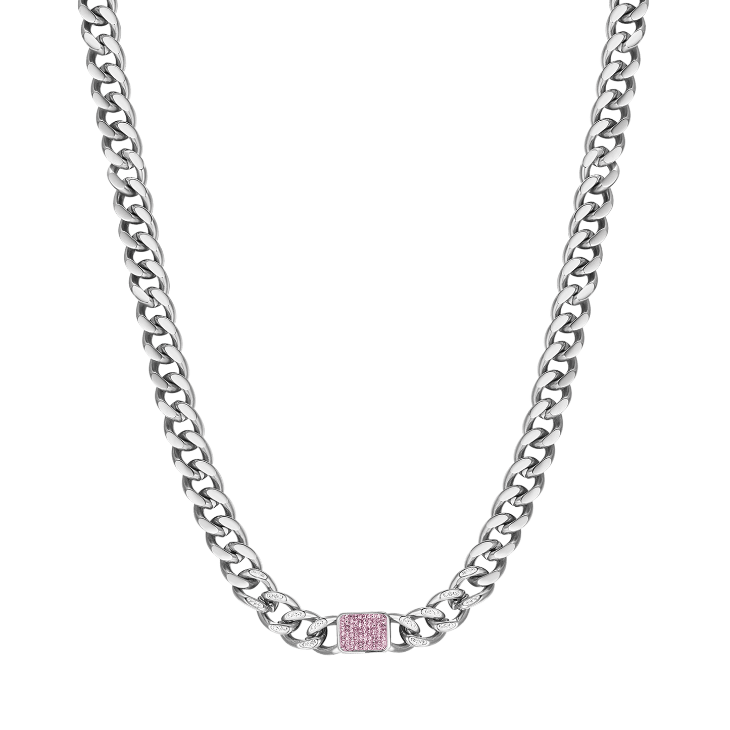 COLLIER POUR FEMME EN ACIER AVEC CRISTAUX FUCHSIA