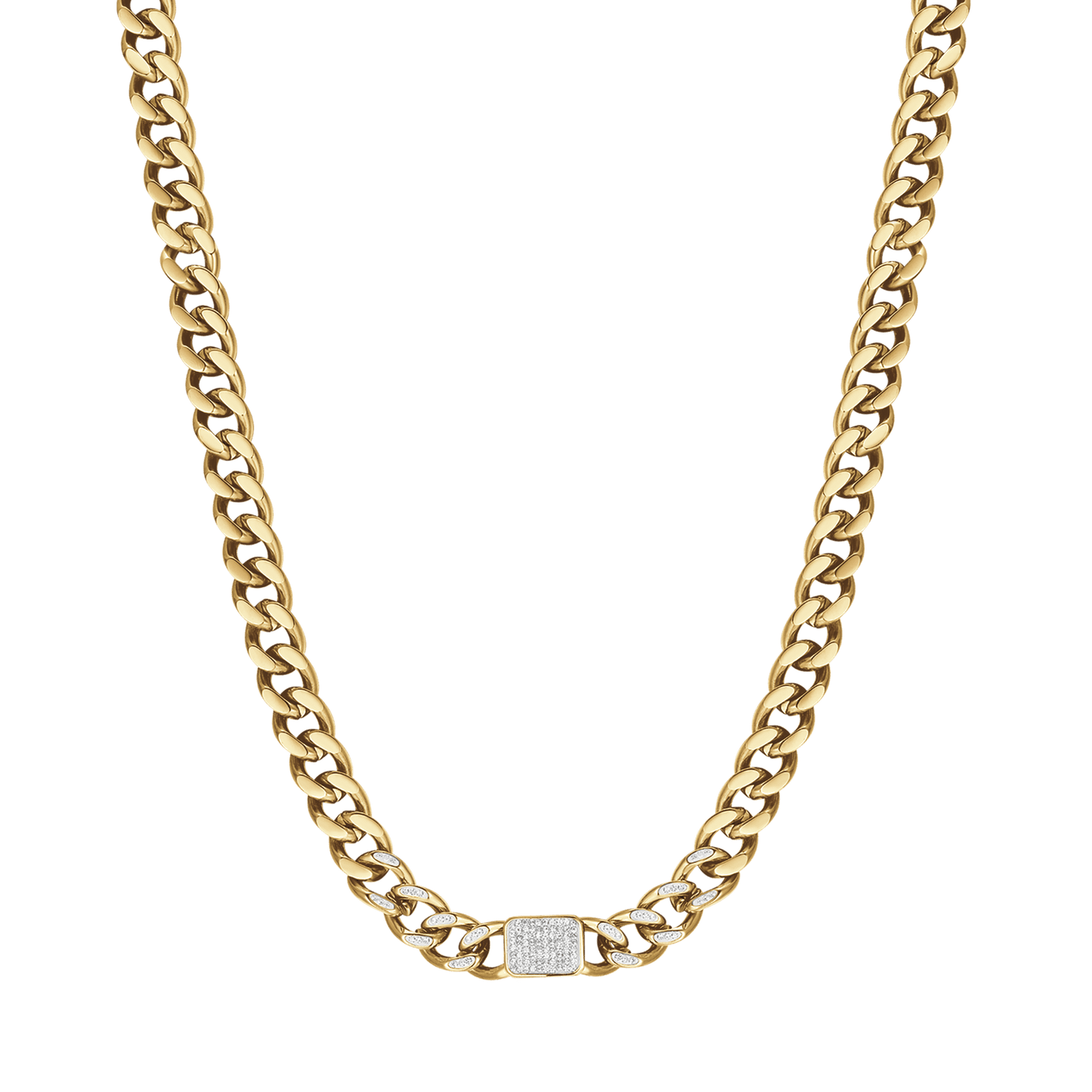 COLLIER POUR FEMME EN ACIER OR IP AVEC PENDENTIFS EN CRISTAUX BLANCS ET LIEN DE CHAÎNE Luca Barra