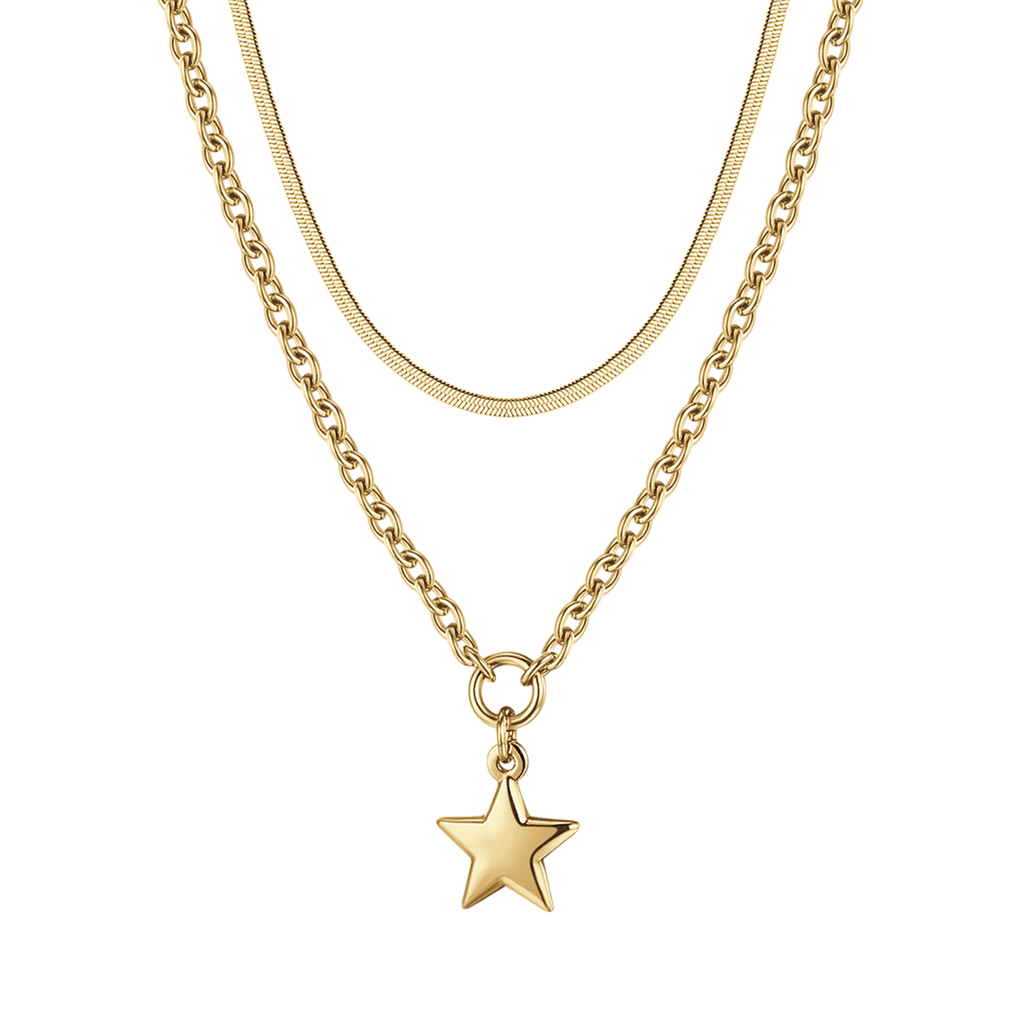 COLLIER POUR FEMME EN ACIER MULTIBRINS AVEC ÉTOILE