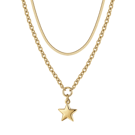 COLLIER POUR FEMME EN ACIER MULTIBRINS AVEC ÉTOILE