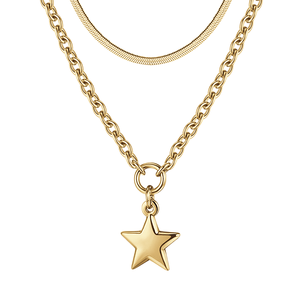 COLLIER POUR FEMME EN ACIER MULTIBRINS AVEC ÉTOILE