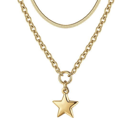 COLLIER POUR FEMME EN ACIER MULTIBRINS AVEC ÉTOILE