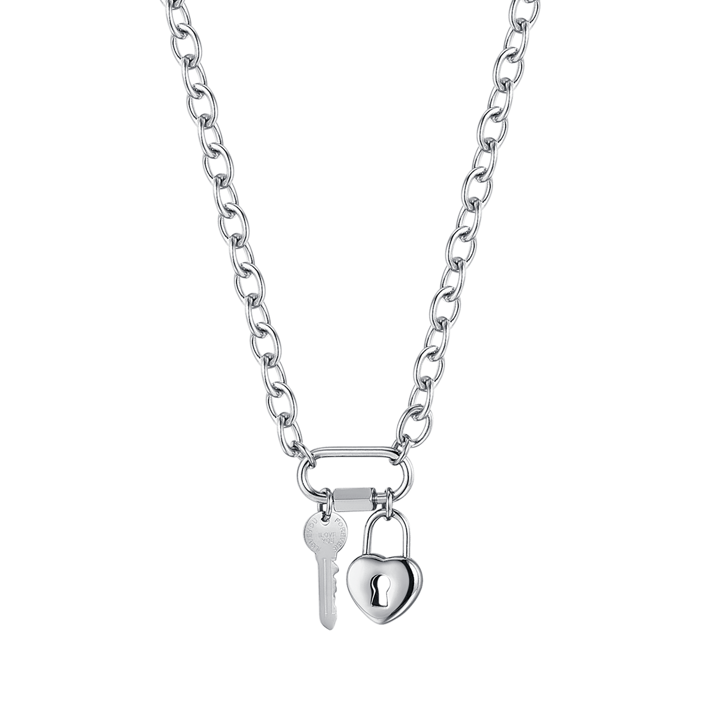 COLLIER EN ACIER POUR FEMME AVEC CLÉ ET COEUR Luca Barra