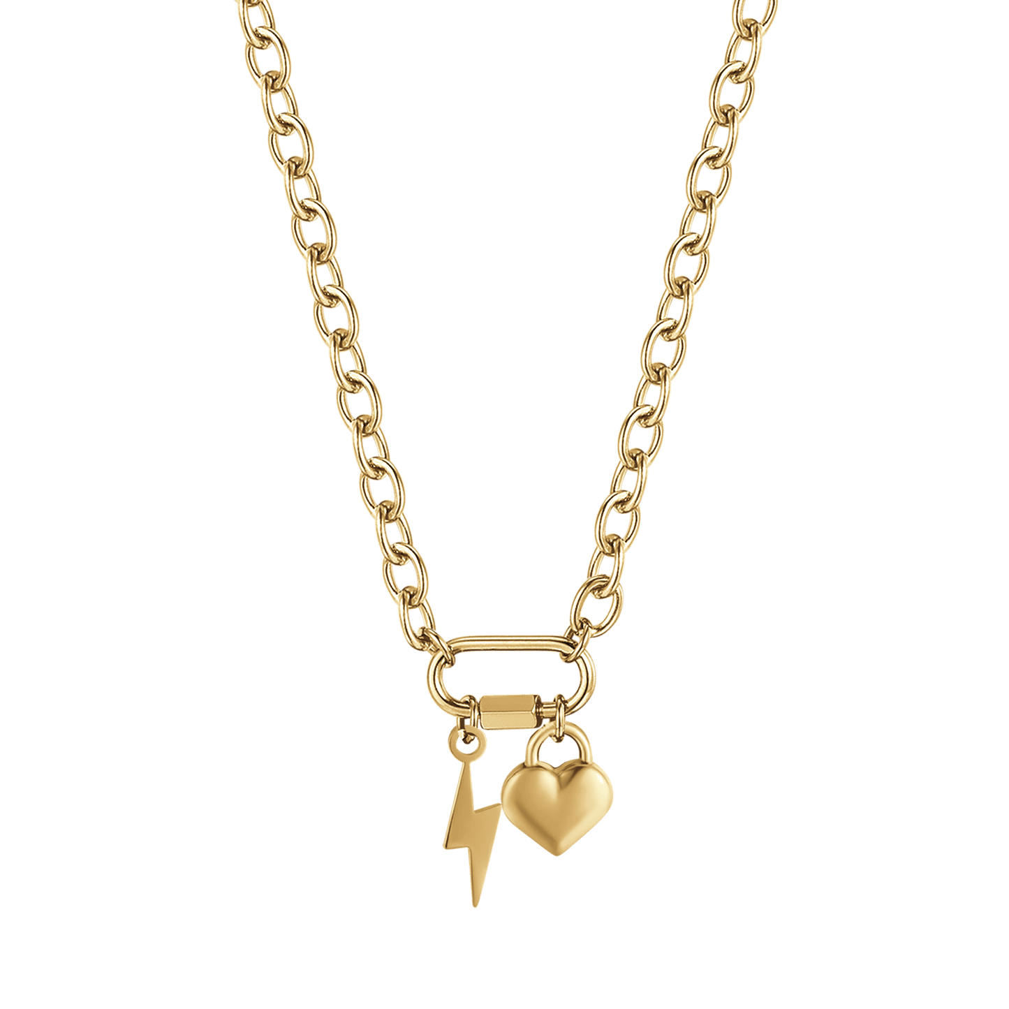 COLLIER EN OR IP POUR FEMME AVEC FULMINE ET COEUR Luca Barra