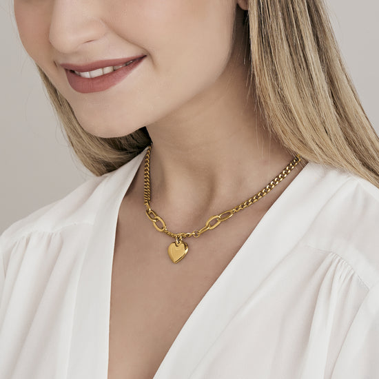 COLLIER POUR FEMME EN ACIER D'OR IP AVEC COEUR PENDANT Luca Barra