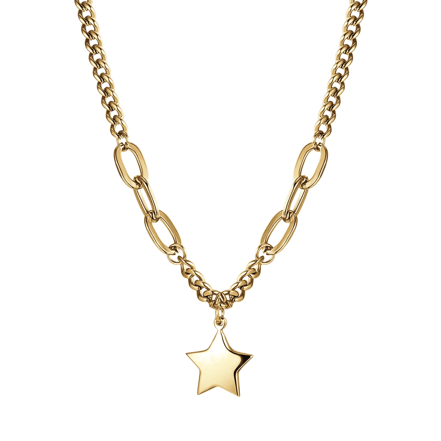 COLLIER POUR FEMMES EN ACIER DORÉ IP AVEC PENDENTIF ÉTOILE