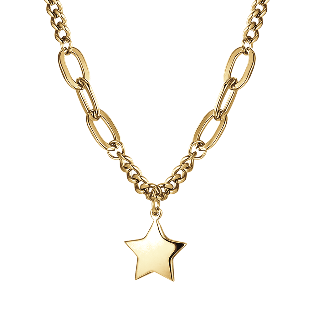 COLLIER POUR FEMMES EN ACIER DORÉ IP AVEC PENDENTIF ÉTOILE