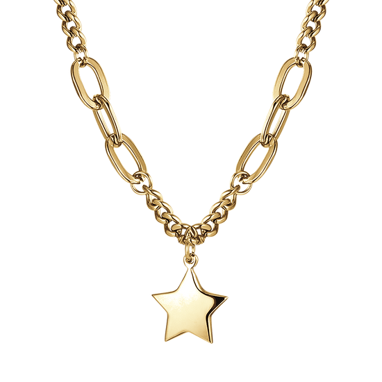 COLLIER POUR FEMMES EN ACIER DORÉ IP AVEC PENDENTIF ÉTOILE