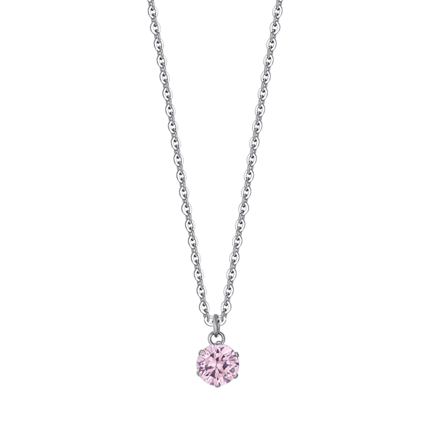 COLLIER FEMME EN ACIER AVEC CRISTAL ROSE