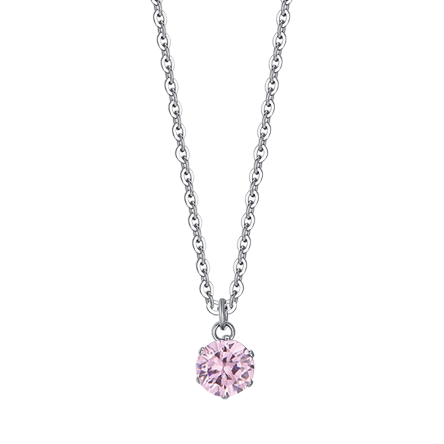 COLLIER FEMME EN ACIER AVEC CRISTAL ROSE