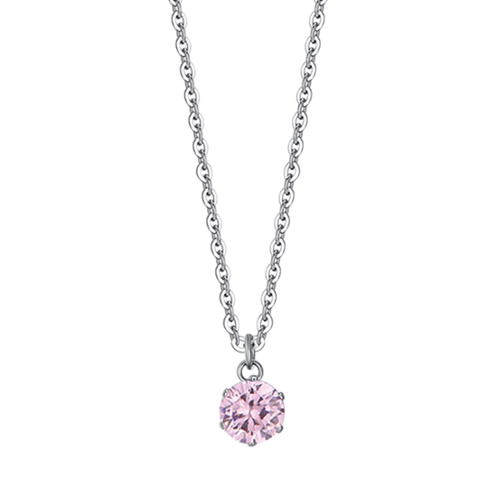 COLLIER FEMME EN ACIER AVEC CRISTAL ROSE