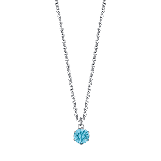 COLLIER FEMME EN ACIER AVEC CRISTAL BLEU