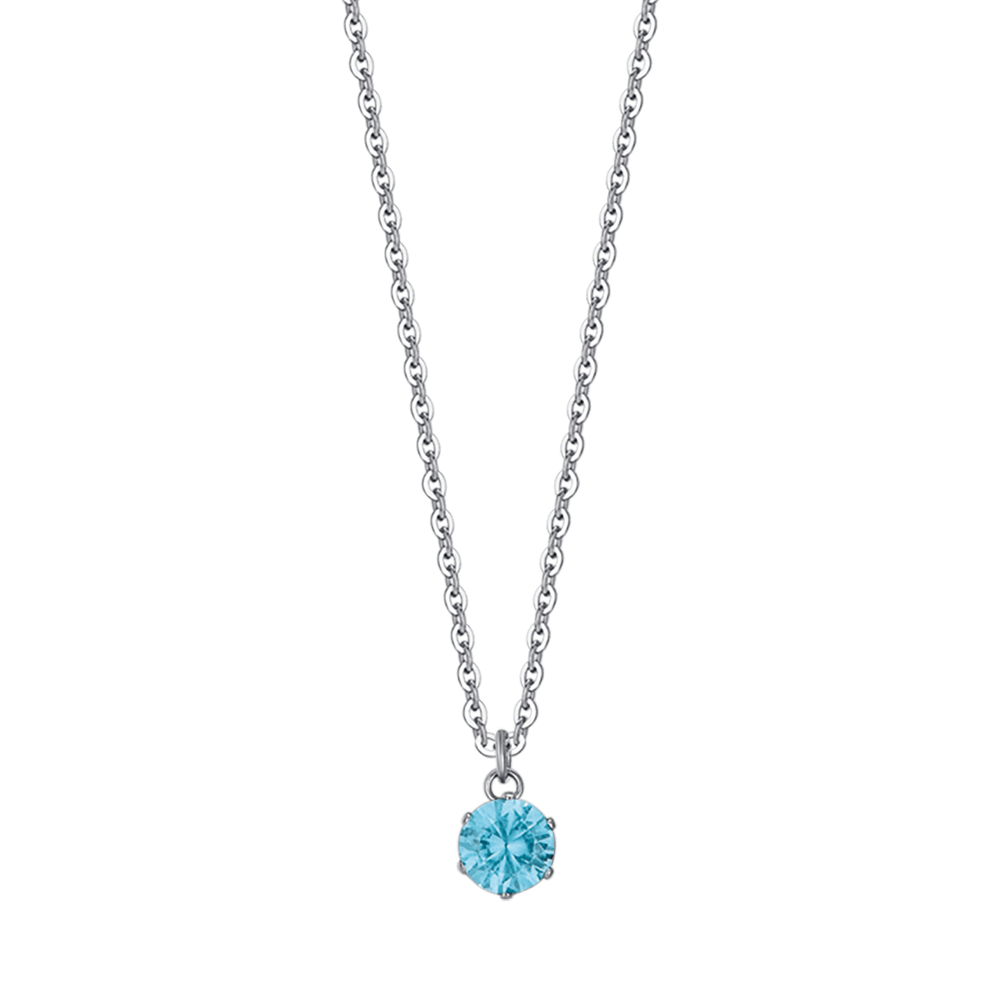 COLLIER FEMME EN ACIER AVEC CRISTAL BLEU