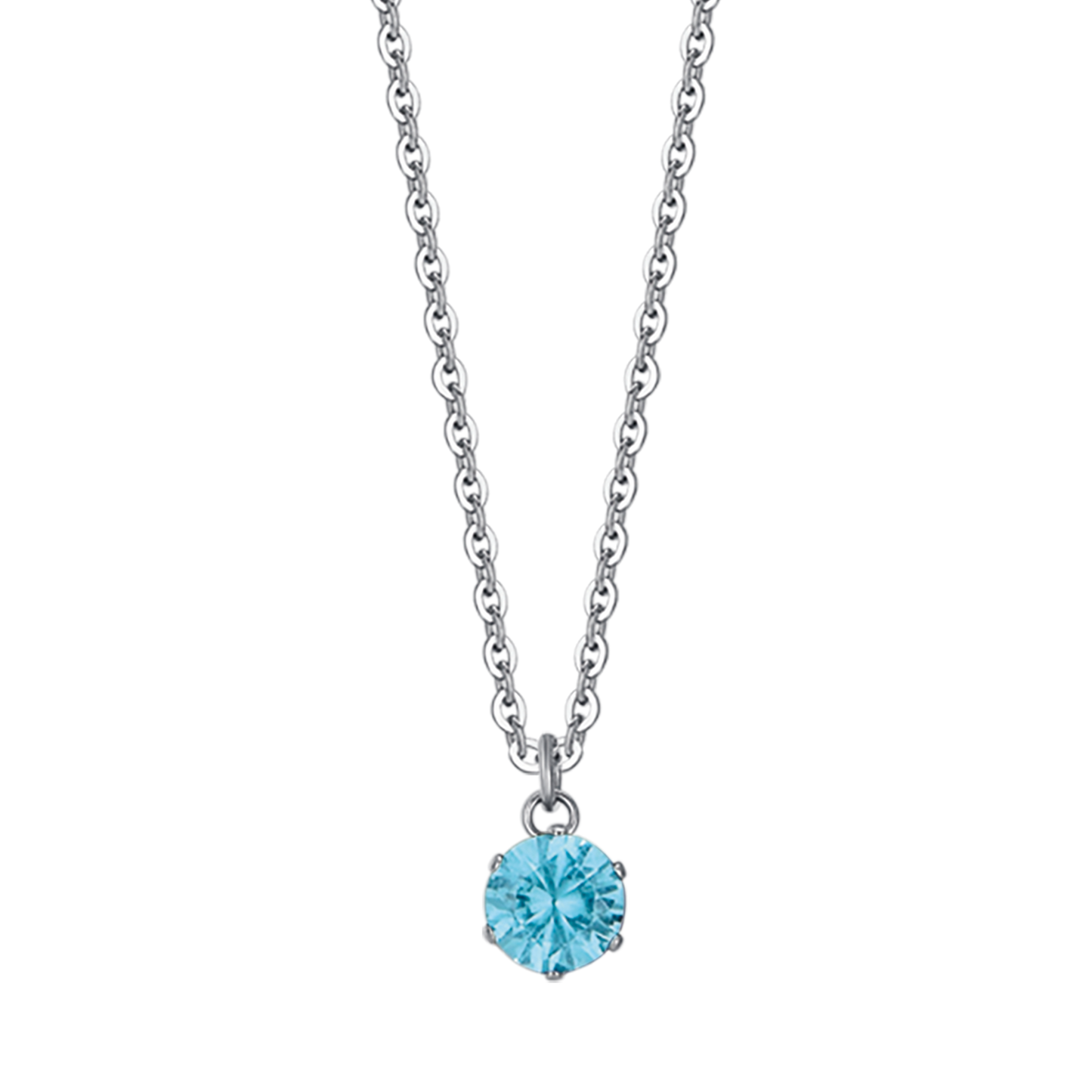 COLLIER FEMME EN ACIER AVEC CRISTAL BLEU