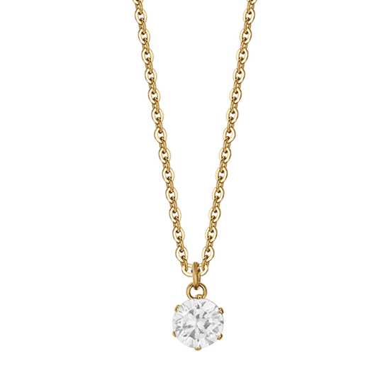 COLLIER POUR FEMME EN ACIER INOXYDABLE IP OR AVEC CRISTAL BLANC Luca Barra