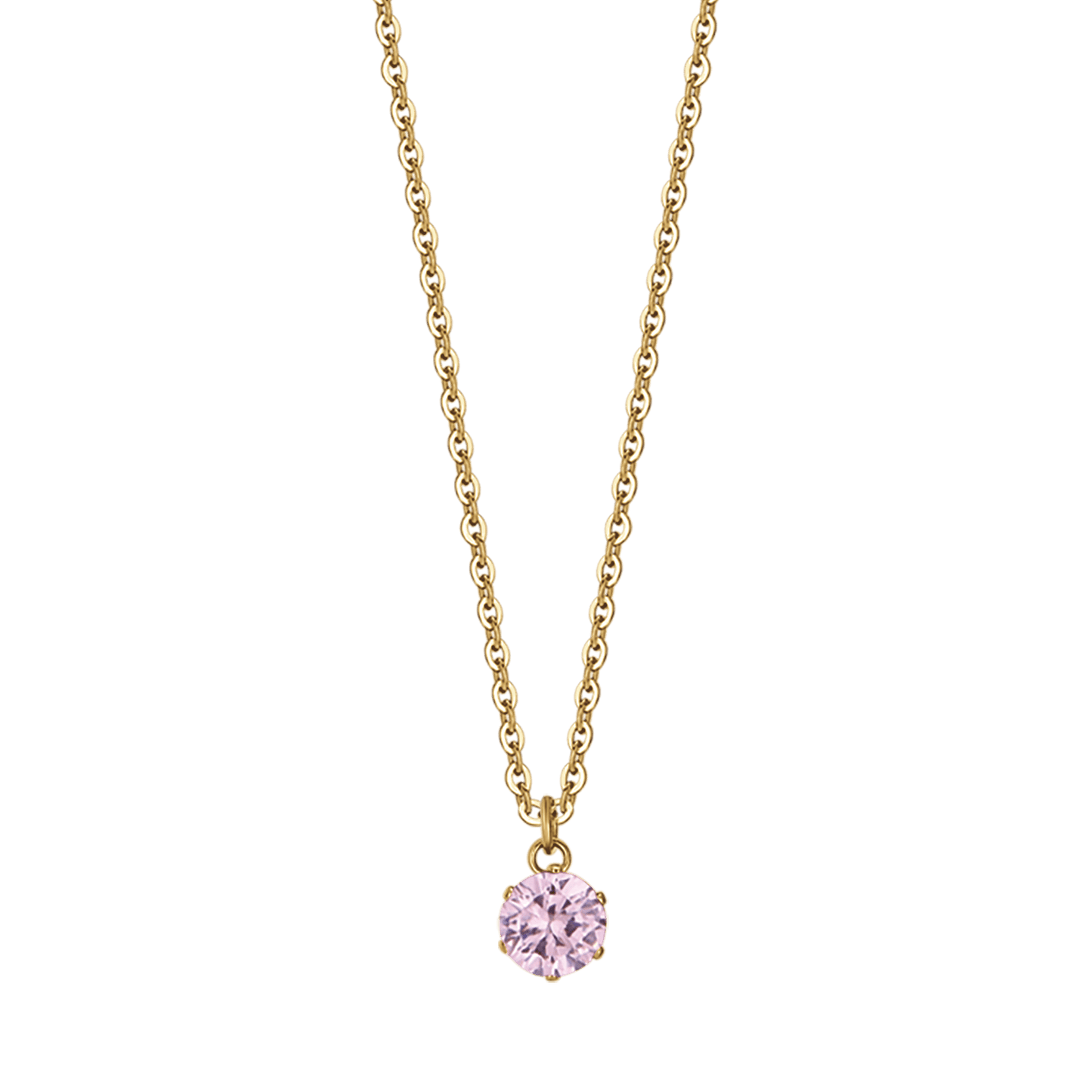 COLLIER FEMME EN ACIER AVEC CRISTAL ROSE