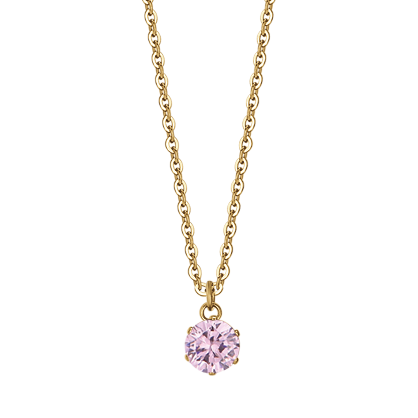 COLLIER FEMME EN ACIER AVEC CRISTAL ROSE