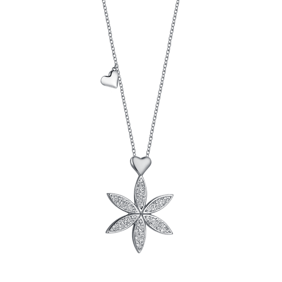 COLLIER EN ACIER POUR FEMMES AVEC FLEUR DE VIE ET CŒUR