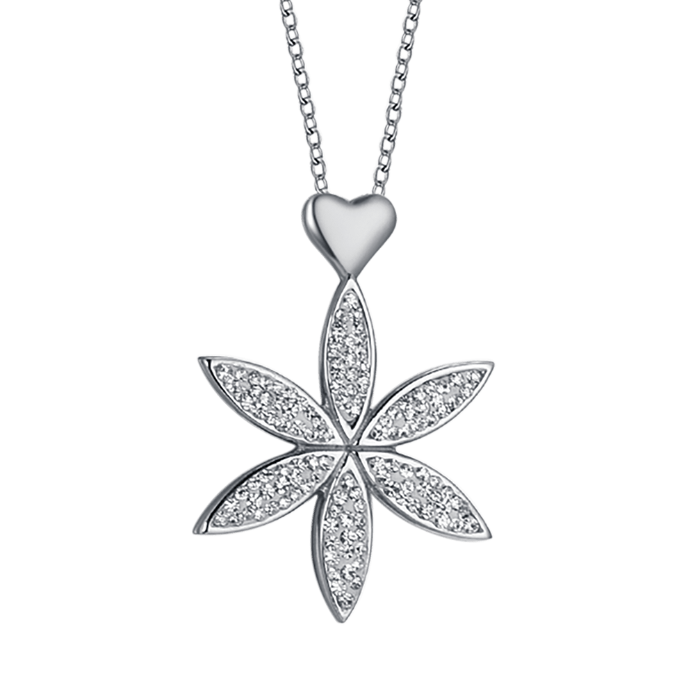 COLLIER EN ACIER POUR FEMMES AVEC FLEUR DE VIE ET CŒUR