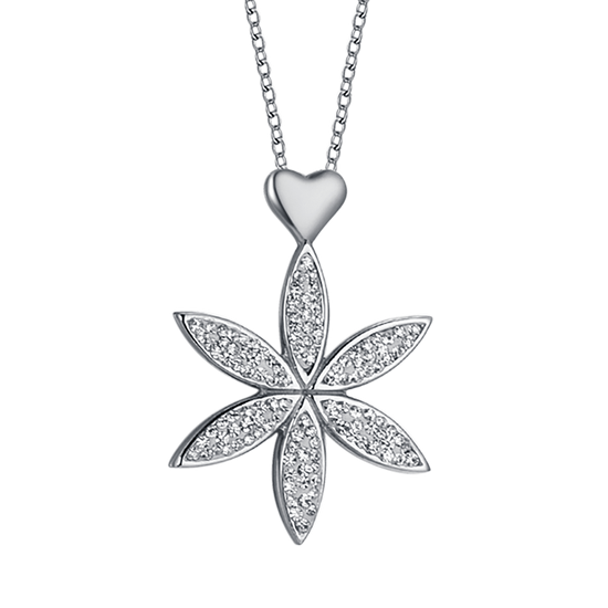 COLLIER EN ACIER POUR FEMMES AVEC FLEUR DE VIE ET CŒUR