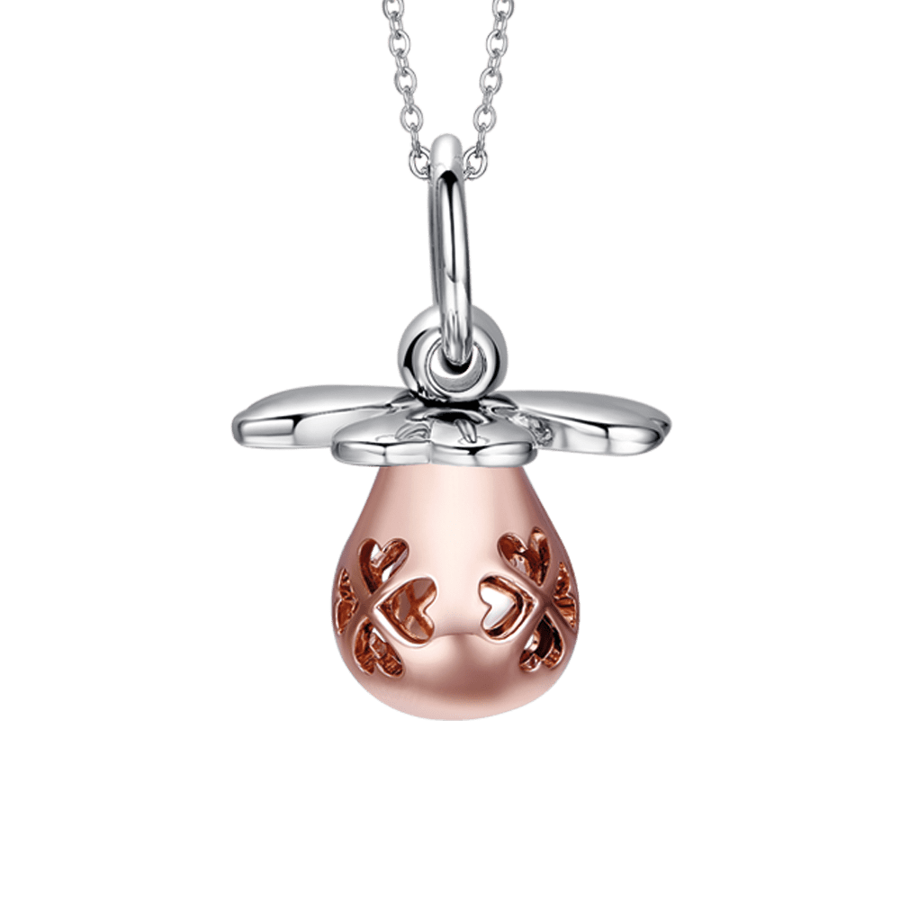 COLLIER D'APPEL D'ANGE EN ACIER AVEC MANNEQUIN EN MÉTAL ROSE IP