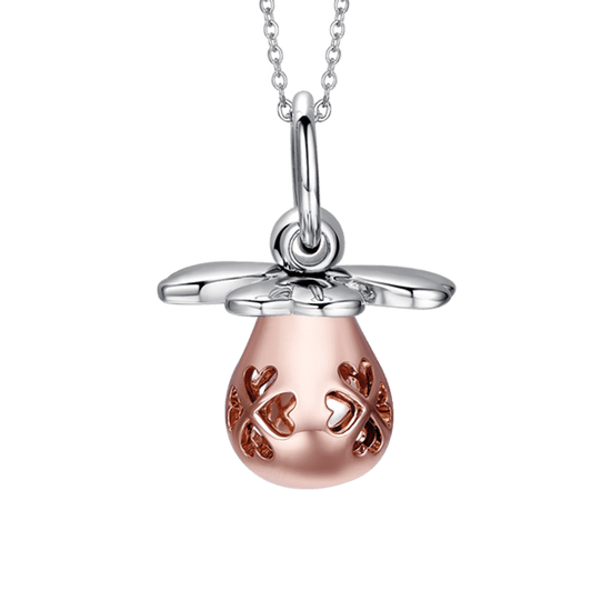 COLLIER D'APPEL D'ANGE EN ACIER AVEC MANNEQUIN EN MÉTAL ROSE IP