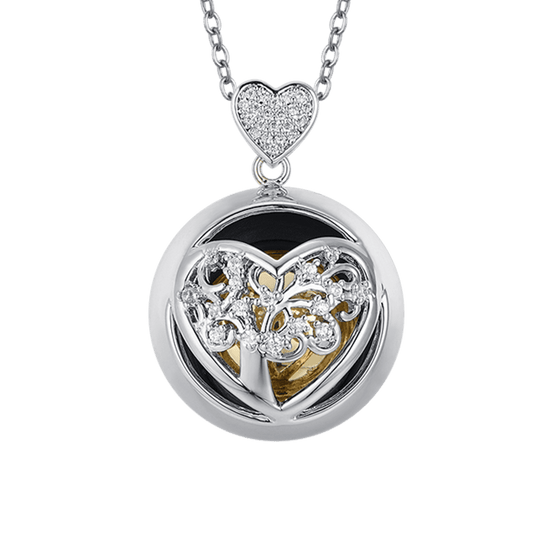 COLLIER D'APPEL D'ANGE EN ACIER AVEC CŒUR ET SPHÈRE EN MÉTAL