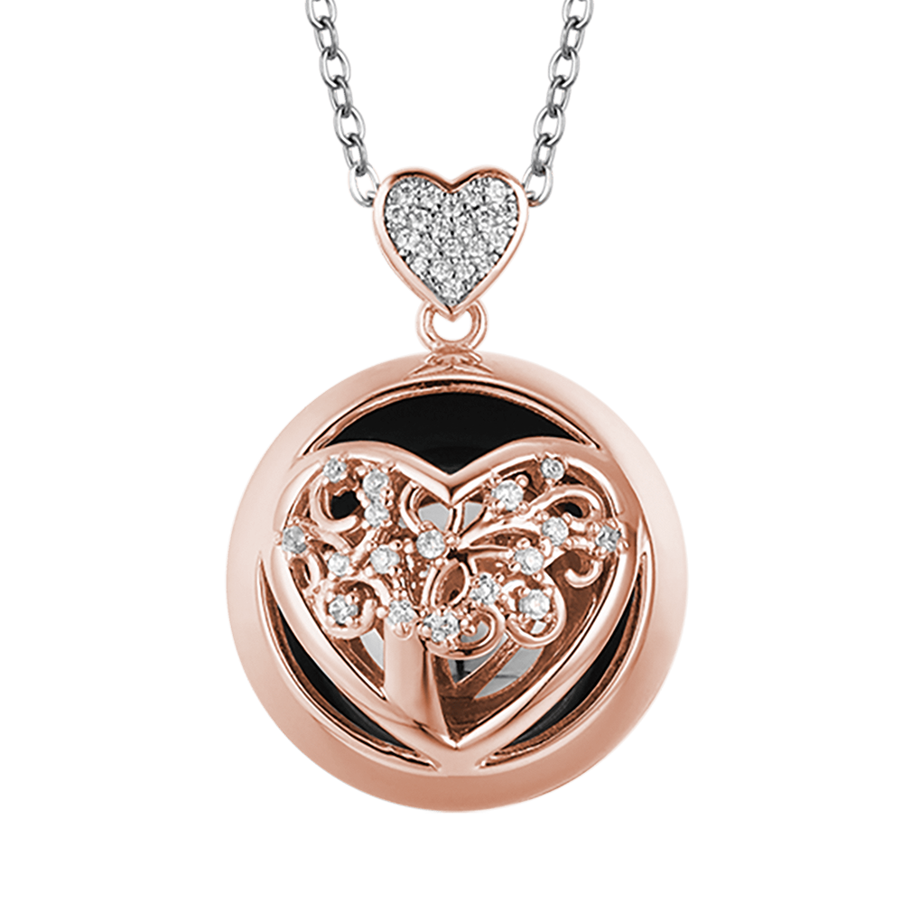 COLLIER D'APPEL D'ANGE EN ACIER AVEC CŒUR ET SPHÈRE EN MÉTAL