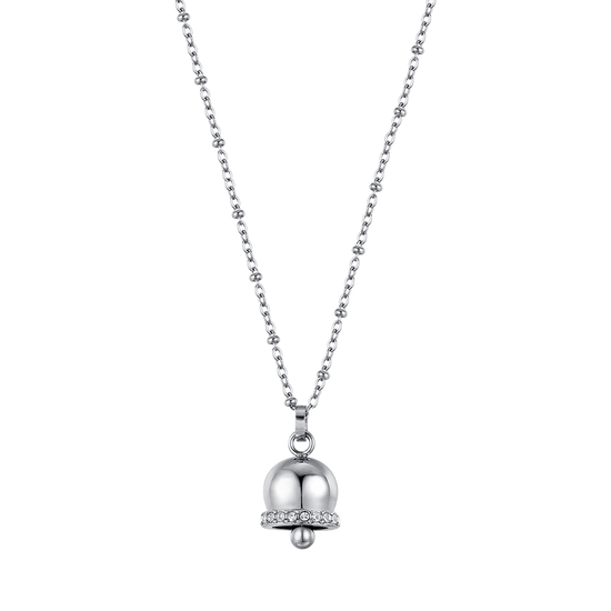 COLLIER FEMME CLOCHE EN ACIER AVEC CRISTAUX BLANCS